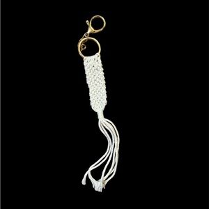 Elegant White Macrame Keychain